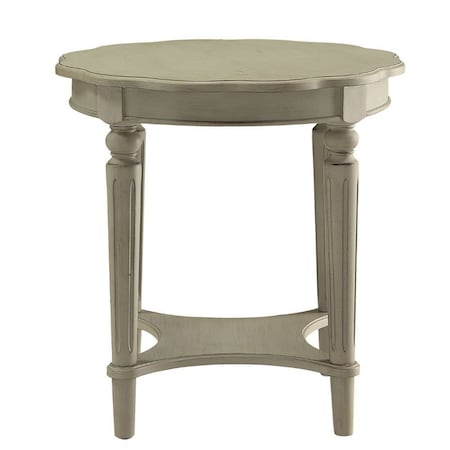 Homeroots 24" Light Slate Gray Solid Wood Round End Table With Shelf 286348