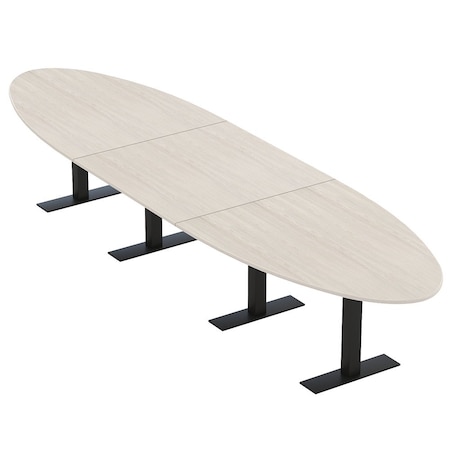 Skutchi Designs 16ft Conference Table With Power Unit | 14 Person Modular Oval Meeting Table | Harmony Series HAR-OVL-48X192-T.BK-K458-NA
