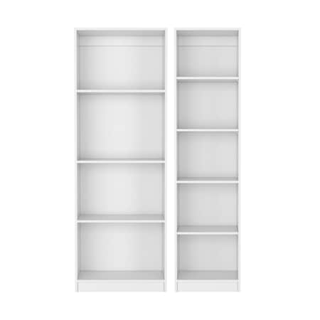 Homeroots Set of Two White Wood Nine Tier Modular Bookcase, 2PK 546623