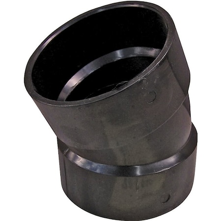 Genova CANPLAS Pipe Elbow, 3 in, Hub, 225 deg Angle, ABS, Black 102553BC