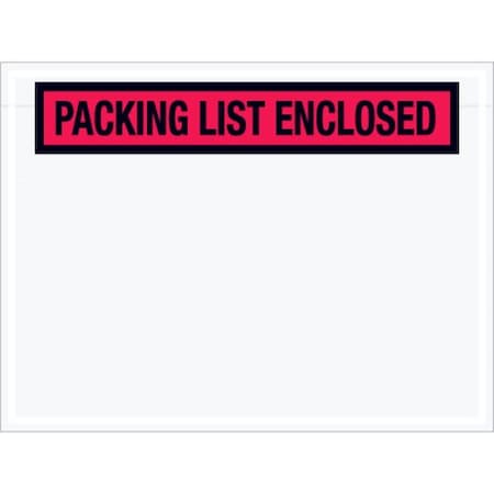 Box Packaging Panel Face Envelopes , "Packing List Enclosed" Print, Top Opening, 6"L x 4-1/2"W, Red, 1000/Pack PL451