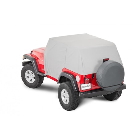 Mastertop Covers Cab From Windshield Frame To Cargo Area, Waterproof, Gray Denim, Fabric, With Door Flap 11110009