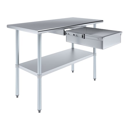 Amgood 24 in. x 48 in. Stainless Steel Table With Drawer AMG WT-2448 + DRAWER-1520-Z