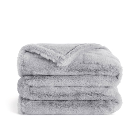 Arkwright Home Aston & Arden Luxe Mink Faux Fur Throw 50x70 Light Grey - 1 Blanket P-TH-FF-5070-LG