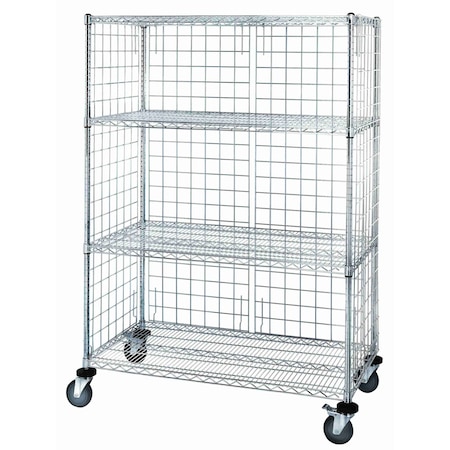 Quantum Storage Systems WIRE 3 SIDED 4 SHELF CART W/ENCLOSURE PANELS M2448C46E