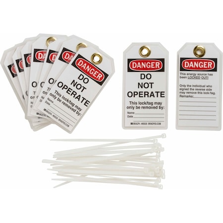 Brady Tags DO NOT OPERATE THIS TAG MAY ONLY BE REMOVED Polyester 5.75x3 BK/RD/WH 25PK 122982