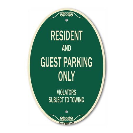 Signmission Resident And Guest Parking Only Violators Sub, 12 In X 18 In Architectural, Heavy Gauge Aluminum A-OV-G-1218-9898