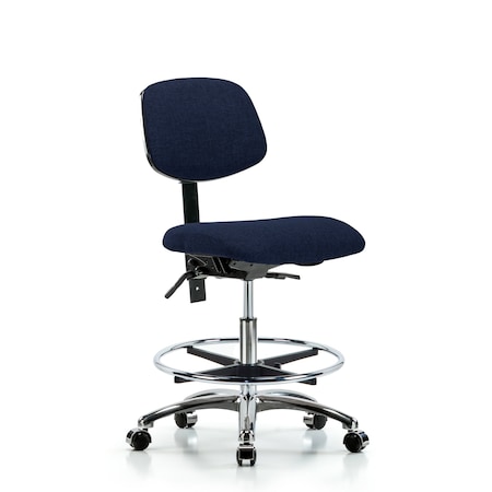 Blue Ridge Ergonomics Chair, Fab, Med Bench, Chr CF Casters, Nav, No Arms, 22" to 29" Height, Dark Blue BR-FMBCH-CR-T0-A0-CF-CC-F45
