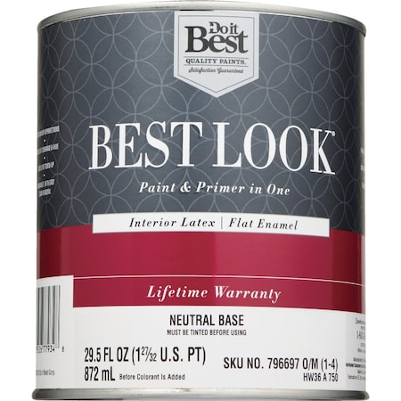 Do It Best Best Look Latex Premium Paint & Primer In One Flat Enamel Interior Wall Paint Neutral Base 1 Qt. HW36A0750-14