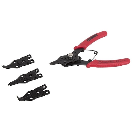 Prosource Snap Ring Plier Set, 6.125 in OAL, Red Handle, Cushion-Grip Handle, 3/4 in W Tip 10002-PRP-53L