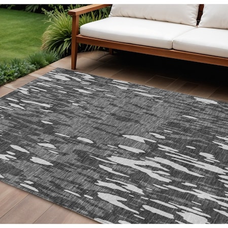 Homeroots 9' X 12' Gray And Ivory Abstract Washable Indoor Outdoor Area Rug 612669