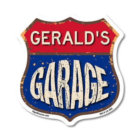 Signmission Gerald's Garage, 12 Inch X 12 Inch, Plastic Sign SHI-P-12-383-GERALD