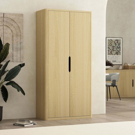 Manhattan Comfort Rivington 38in Bookcase Cabinet in Natural Oak BC004-NA