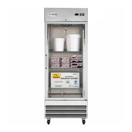 Koolmore Stainless-Steel Upright Freezer w/Reach-In Self-Close Glass Door, 3 Storage Shelves RIF-1D-GD