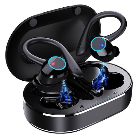 Alpha Digital Bluetooth 5.3 Sport Earbuds - 28Hr Playtime, HiFi Stereo - Black Q23
