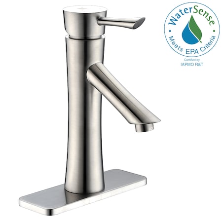 Anzzi Saga Series Single Hole Single-Handle Low-Arc Bathroom Faucet in Brushed Nickel L-AZ082