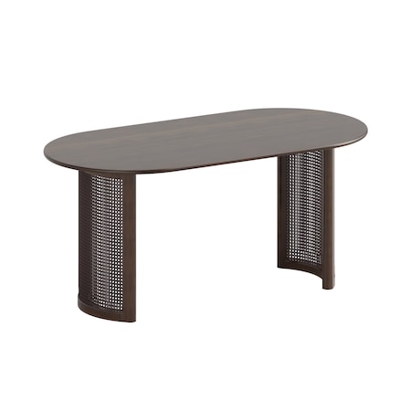 Homeroots 67" Walnut Solid Wood Oval Dining Table 721145