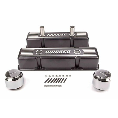 Moroso 68371 Aluminum Valve Cover for Small Block Chevy, Black MOR68371