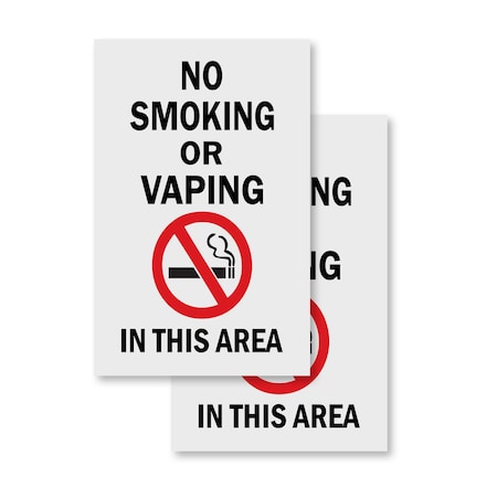 Signmission No Smoking Or Vaping In This Area, Vinyl Decals Only 24 Inch x 36 Inch, Vinyl Decal, 2PK DSB-2436-2PACK-NoSmokingOrVapingInThisAr