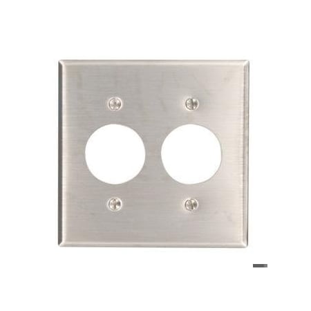 Leviton Receptacle Wall Plate, Number of Gangs: 2 Stainless Steel, Silver 84052-40