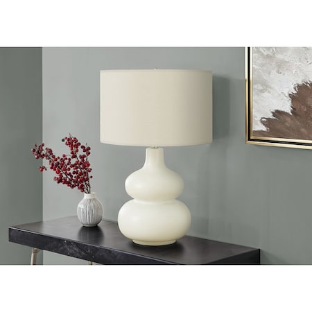 Monarch Specialties Lighting, 25 in.H, Table Lamp, Ivory / Cream Shade, Cream Ceramic, Contemporary I 9608