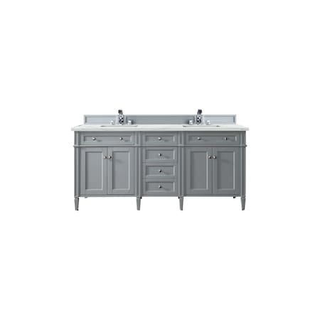 James Martin Vanities Brittany 72'' D Vanity, Urban Gray w/ Ethereal Noctis Silestone Top w/FreePower Wireless Charger 650-V72-UGR-FENC