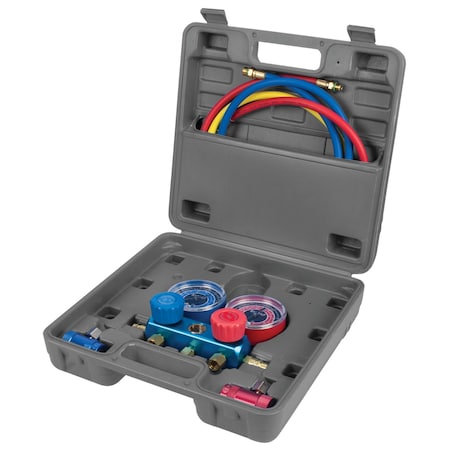 Performance Tool A/C Manifold Test Kit R1234YF, Gauges, Hoses, Couplers, SAE W89739