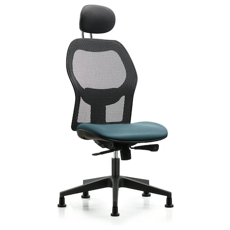 Blue Ridge Ergonomics Mesh Back Chair, Storm Seat, Head Rest, Glides BR-EXE-VMDHCH-RG-H1-A0-RG-8822