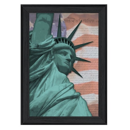 Homeroots Lady Liberty Black Framed Print Wall Art 405522