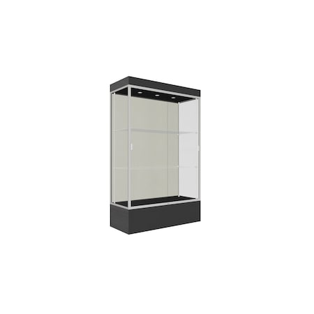Ghent Lighted Floor Display Case 48x76x20, 12" Base, Satin 94LFWH-SN-BLK