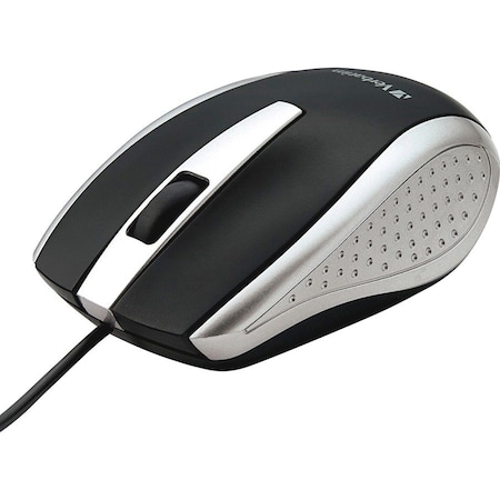 Verbatim Americas Mouse, Optical, Corded, f/PCs & Macs, Silver/Black 99741
