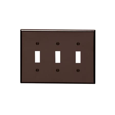 Leviton Switch Wallplate, Midway Size, Gang 3, Brown 80511