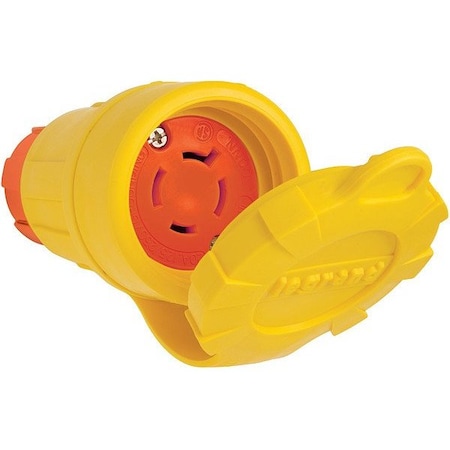 Pass & Seymour Locking Connector, L14-20R, 20 A, 125/250V AC, Single Phase, 3 Pole, Screw Terminals, Yellow 27W74AM