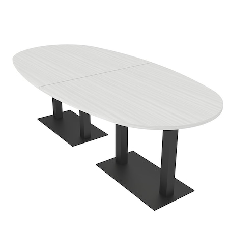 Skutchi Designs Boval Conference Table With Power Unit, 48 in W, 96 in L, White HAR-BOVL-48X96-DOU.BK-WA7976-NA