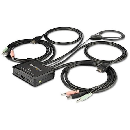 Startech.Com 2 Port HDMI KVM Switch with 4 foot Built-In Cables - OS Independent - 3.5mm Audio - USB 4K 60Hz SV211HDUA4K