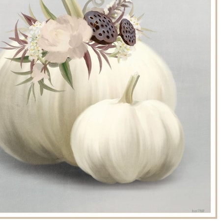 Homeroots Set Of Two BOHO Pumpkins and Flowers 2 White Framed Print Wall Art, 2PK 408203
