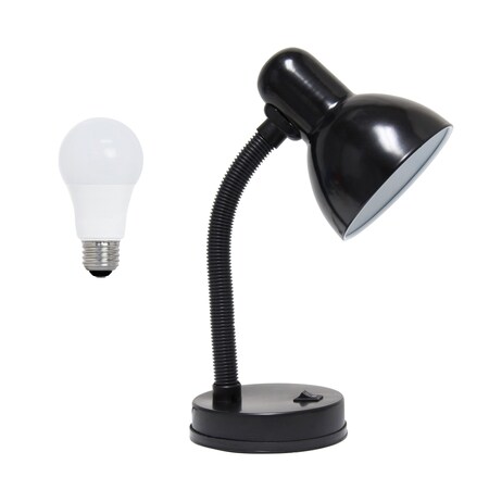 Homeroots 14" Black Metal Swing Arm Table Lamp LED 645884
