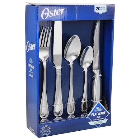 Oster 20 Piece Stainless Steel Flatware and Steak Knife Set 82965.2