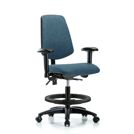 Blue Ridge Ergonomics Fab Med Bench Chair, Bk, BF, Cast, Blu, 6-Way Adjustable, 22" to 29" Height, Blue BR-FMBCH-MB-RG-T1-A1-BF-RC-F43