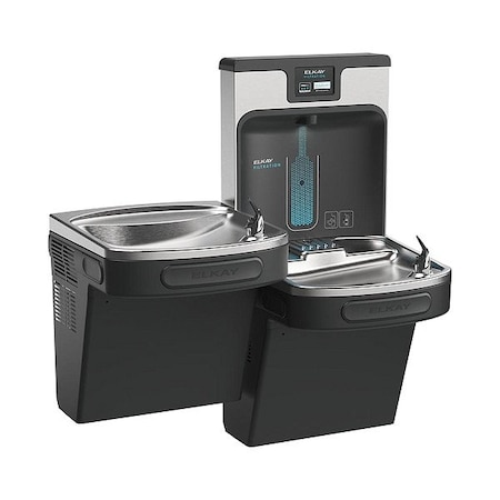 Elkay Filtered Bottle Filling Station and Bi-Lvl ADA Coolr Midnight Blk PFOA/PFOS/Lead Reduc Drop Down Wrap LZSTL8WSMP-PF
