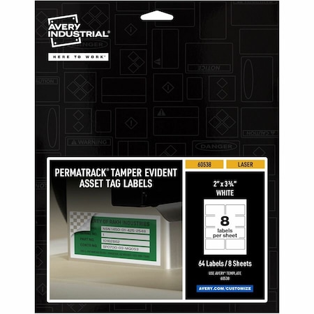 Avery PermaTrack Tamper-Evident Asset Ta, PK64 60538
