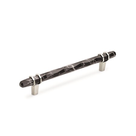 Amerock Carrione 6-5/16 in 160 mm Center-to-Center Marble Black/Polished Nickel Cabinet Pull BP36650MBKPN