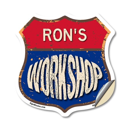Signmission Ron's Workshop, 18 Inch X 18 Inch, Vinyl Decal SHI-D-18-489-RON