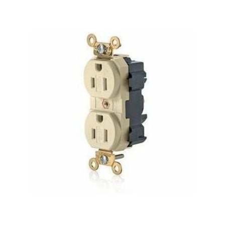 Leviton Lev-Lok Industrial Grade Tamper Resistant Duplex Receptacle, 15 Amp, 125 Volt M5262-SGI