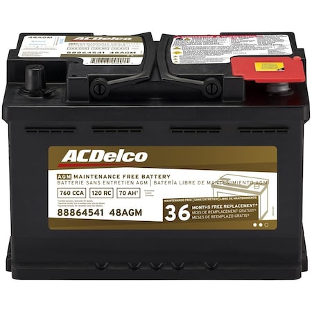 Acdelco BATTERY ASM AGM CCA 760)(TOP, Vehicle Battery,  48AGM