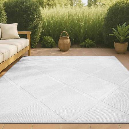 Jonathan Y Salines Diamond Trellis Ivory 5 ft. x 8 ft. Indoor/Outdoor Area Rug IBZ101D-5