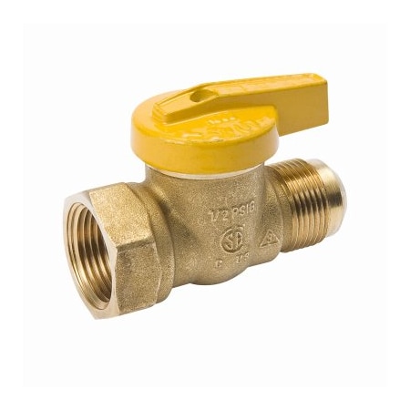 B & K Gas Ball Valve, 15/16 x 1/2 in Connection, Flare x Female, Brass Body, Chrome 114-543