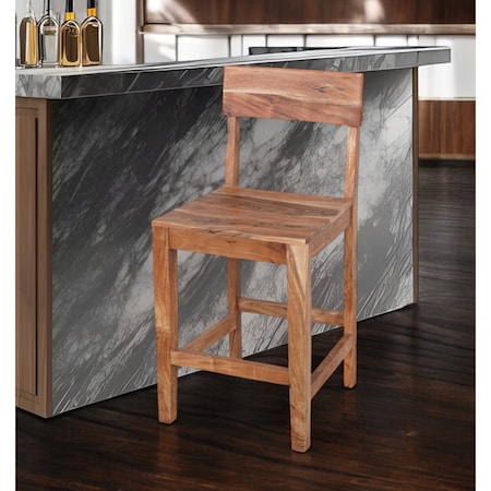 Homeroots 18" Brown Solid Wood Counter Height Bar Chair 522381