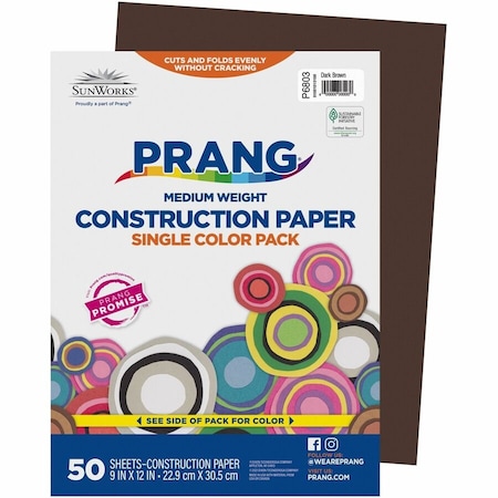 Sunworks Construction Paper, Dark Brown, 50PK PAC6803