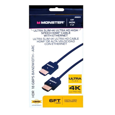 Monster Cable Just Hook It Up 6 ft. L High Speed Cable with Ethernet HDMI JHIU0010